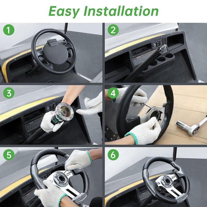 10L0L Golf Cart Steering Wheel, Generic of Most Golf cart EZGO Club Car Yamaha (style1 Gray)
