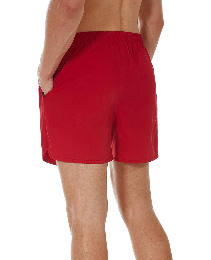 SILKWORLD Men's Workout Stretch Quick Dry Running Shorts with Zipper Pockets(Pack of 3), Steelblue, Blue, Red (Pack of 3), Large