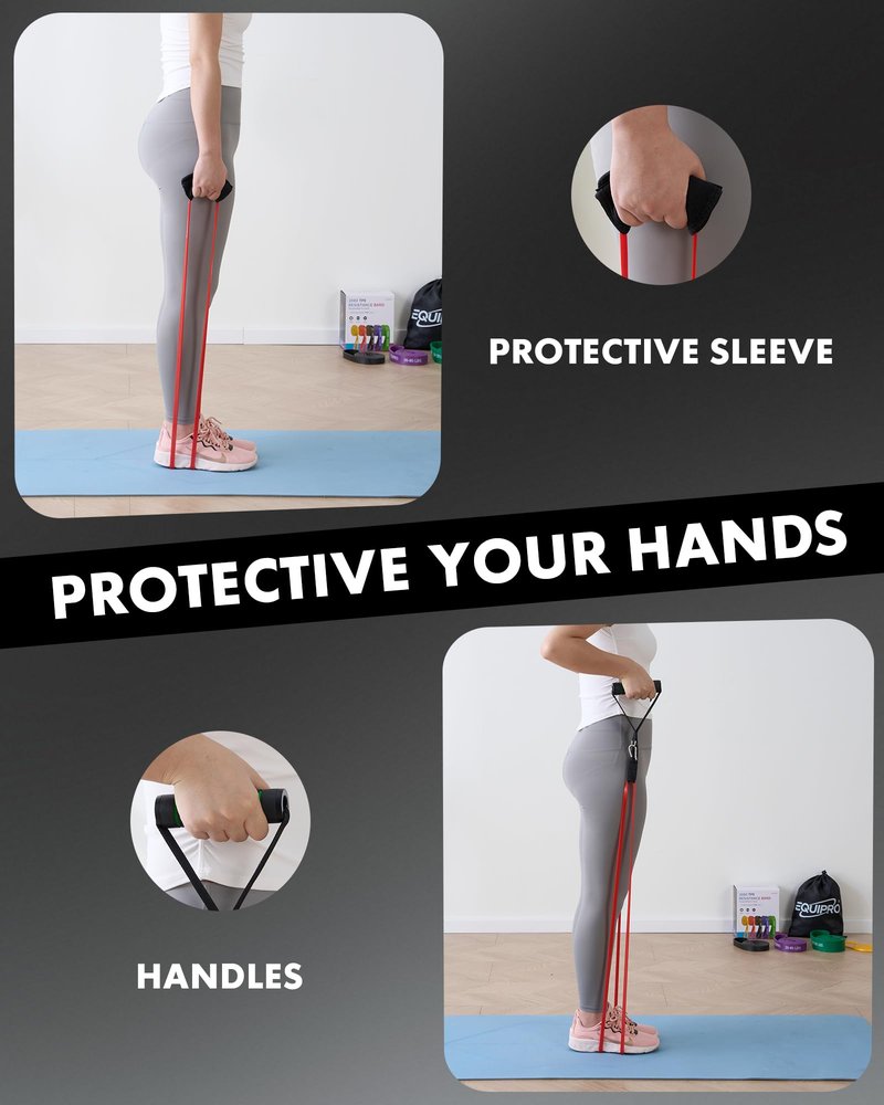 Equipro Resistance Bands, Exercise Bands, Resistance Bands for Working Out with Handles and Door Anchor, Workout Bands for Men Women with Protective Sleeve for Fitness Weights Work Out at Home