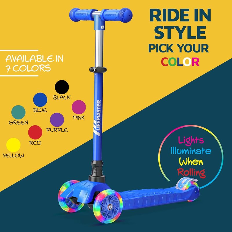 Mini 3-Wheel Kids Scooter with Colorful Wheel Lights - Adjustable Handlebar, Anti-Slip Deck, Safe for Ages 2+ | Supports Up to 110 lbs