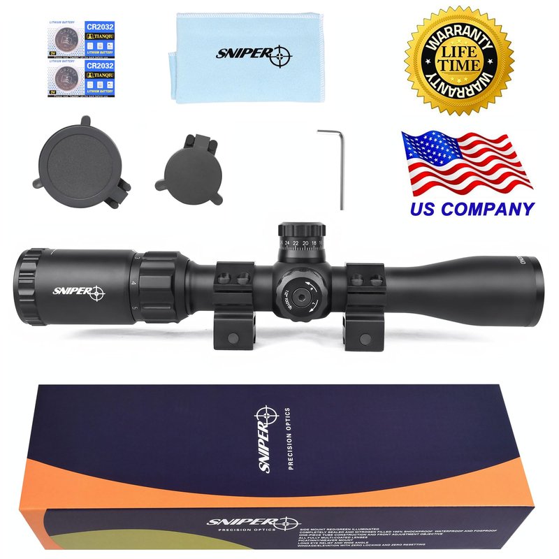 Rifle Scope 2-7X32 Rimfire Mildot 1-inch Tube Rifle scopes Illumination in Red, Green, for Hunting