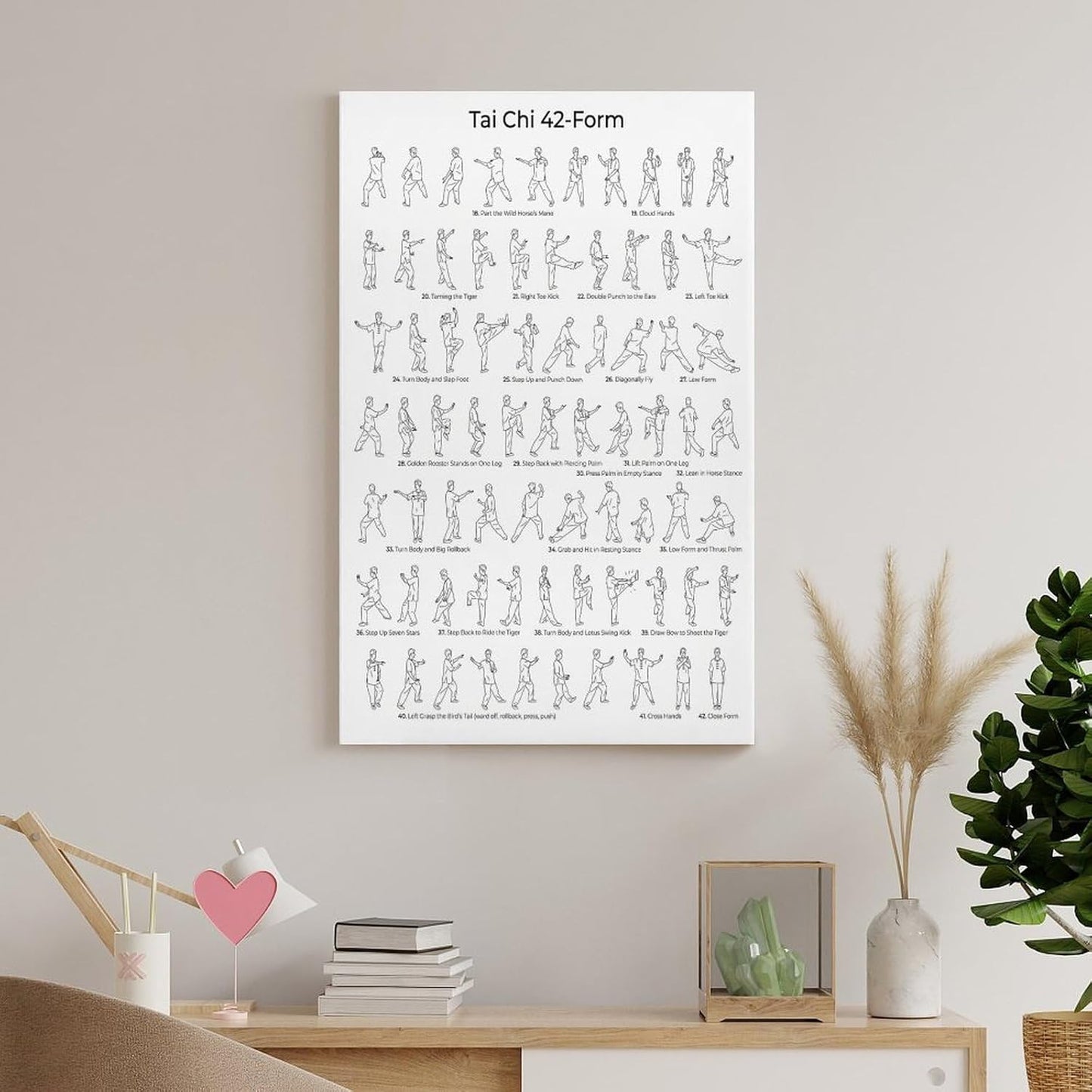 Tai Chi 42-Form Canvas Wall Art - Modern Bedroom Decor | Unframed 12x18 Inch Print