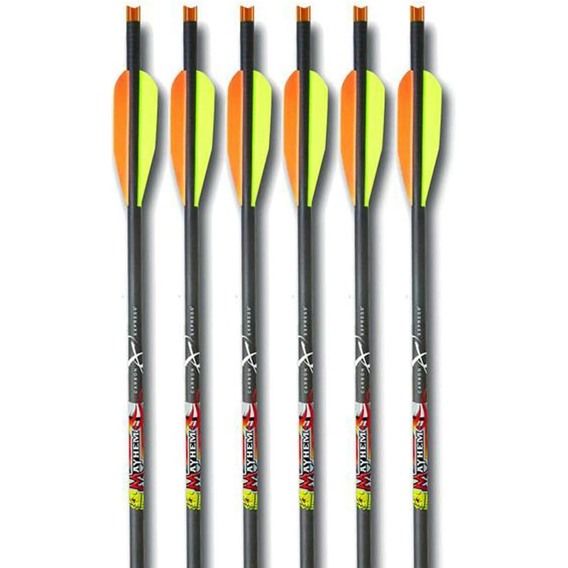 Carbon Express Mayhem 20-Inch Fletched Carbon Crossbolt/Crossbow Arrow with 3-Inch Vanes, 6-Pack, Moon