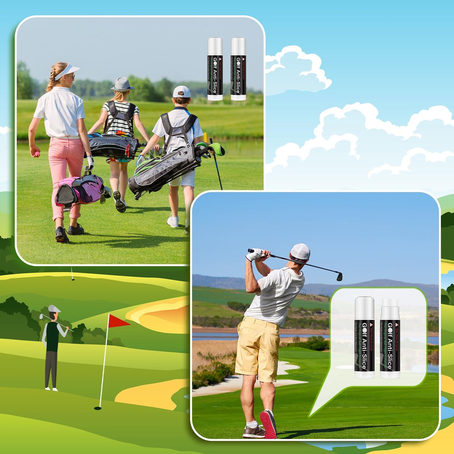 Halloscume 4 Pcs Golf Anti-Slice Anti-Slick Stick Compound for Clubs Boosts Distance and Increases Accuracy Gift for Golfer Supply(Classic Style)