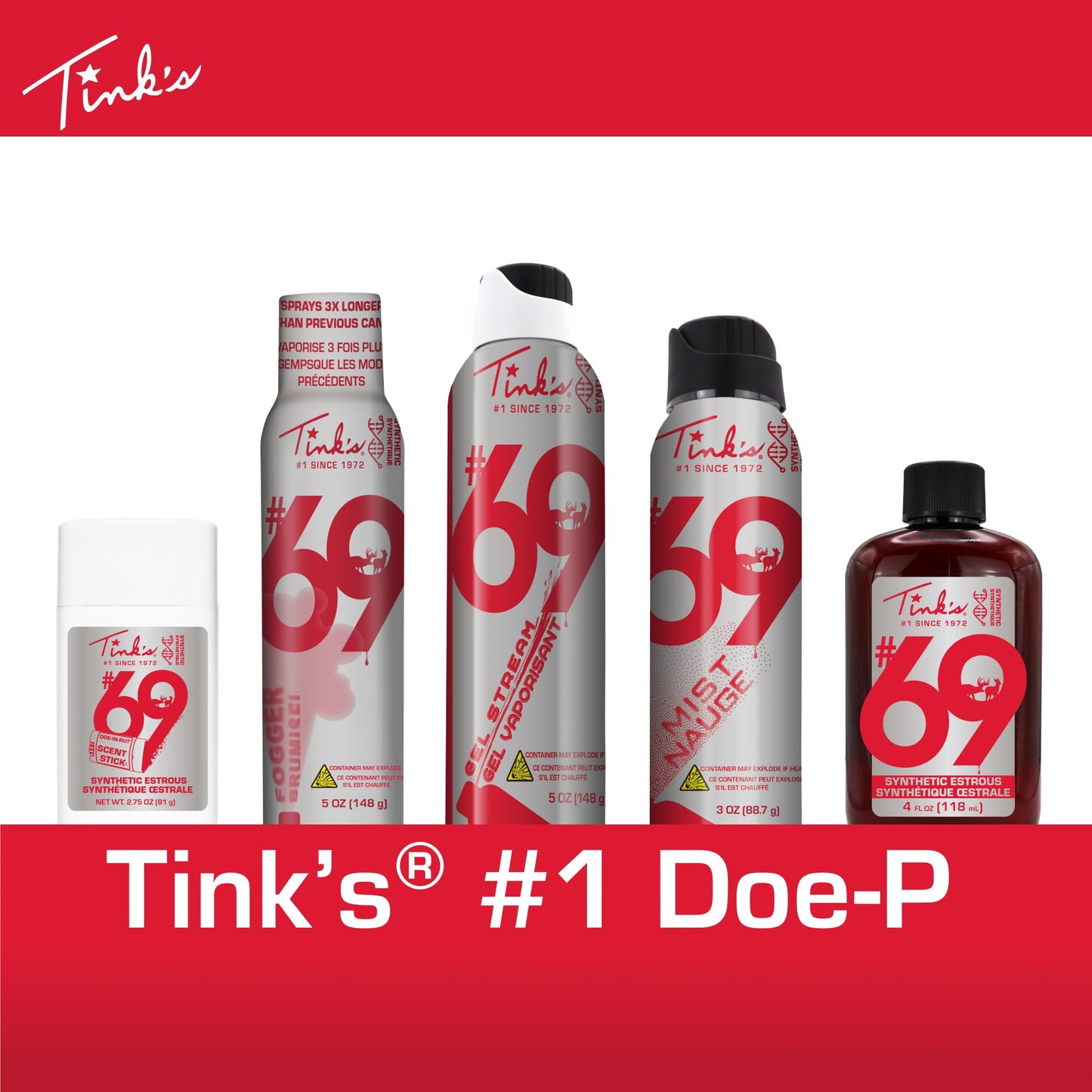 TINK'S Synthetic #69 Doe-in-Rut Estrous Urine Spray Mist Deer Attractant for Hunting (3 oz Can) - Superior & Long Lasting Doe Estrus Hunting Scents - Hunting Lure/Attractant