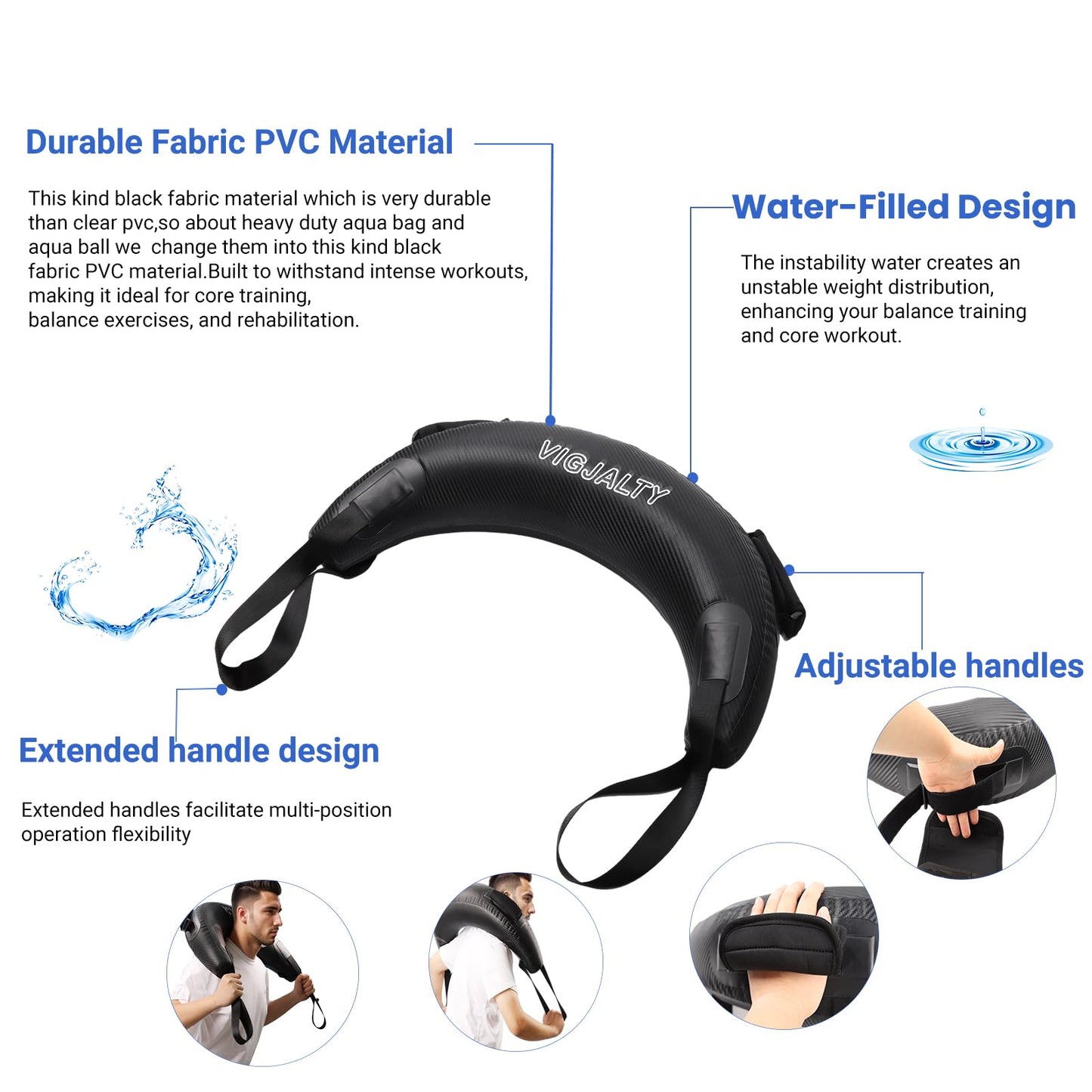 Aqua Bags-Water weight Bag Up to 38lbs - Unstable Core Water Weight Ball, Adjustable Workout Sandbag Alternative for Full-Body Exercise, Portable Stability & Balance Trainer for Instability Training