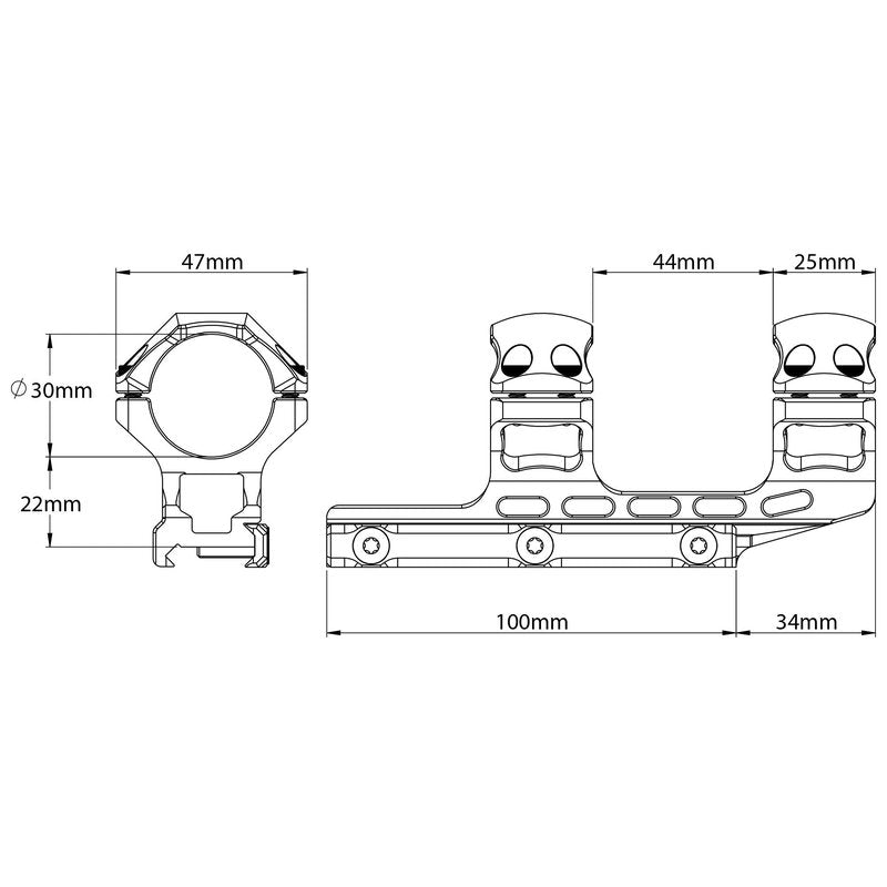 UTG ACCU-SYNC™ 30mm High Profile 34mm Offset Pic. Rings, Red