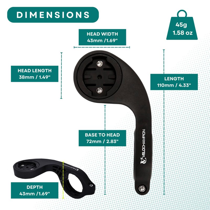 VeloChampion Out Front Bike Handlebar Mount Compatible with Garmin or Wahoo Bicycle GPS Computers. Fits Handlebar Widths 25.4-35mm