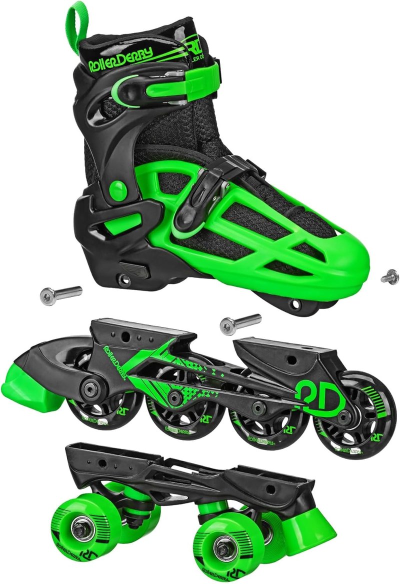 Falcon 2-in-1 Combo Quad & Inline Skates for Kids - Adjustable Sizing & Comfort