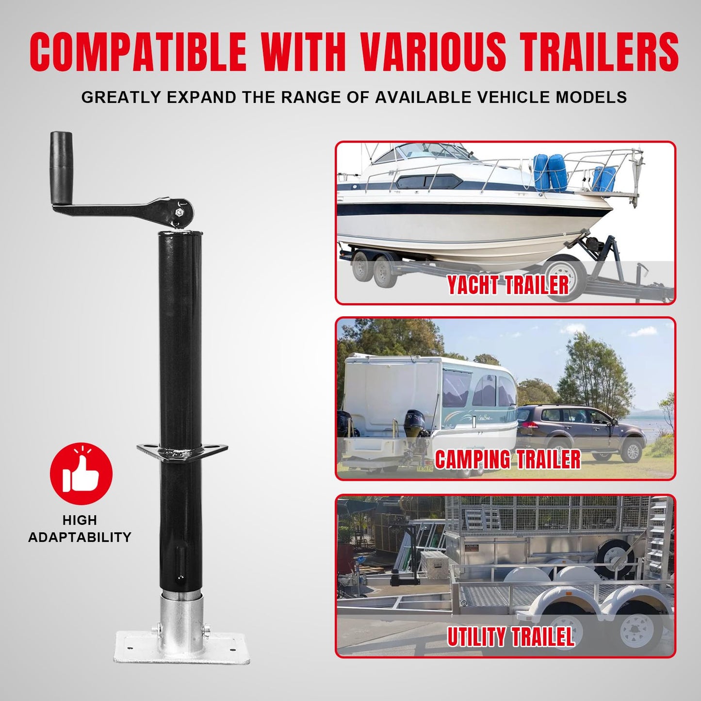 Road DAWG A-Frame Trailer Jack, 2,000 LBs Capacity, 14 Inches Vertical Travel, Top-Wind Handle Trailer Tongue Jack with Foot Plate, for Camper, RV,ATR39004MB