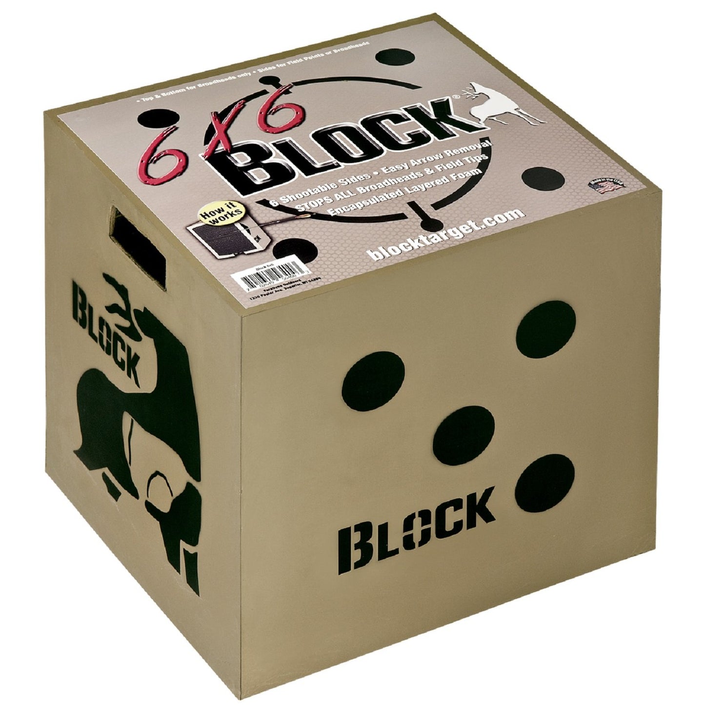 Block 6x6 Poly Fusion Archery Target 6-Sided, 18x18x16, Polyfusion Technology, Black