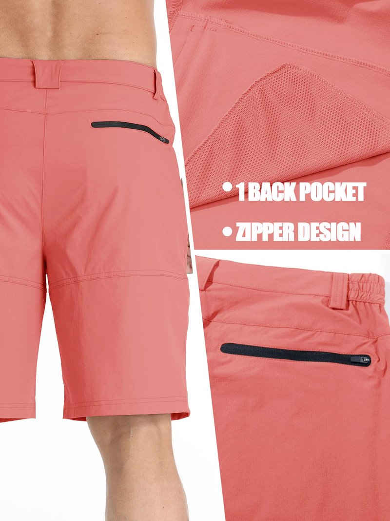TACVASEN Mens Cargo Shorts Outdoor Lightweight Quick Dry Casual Golf Summer Hiking Dress Work Shorts Fishing Elastic Waist Pink 30