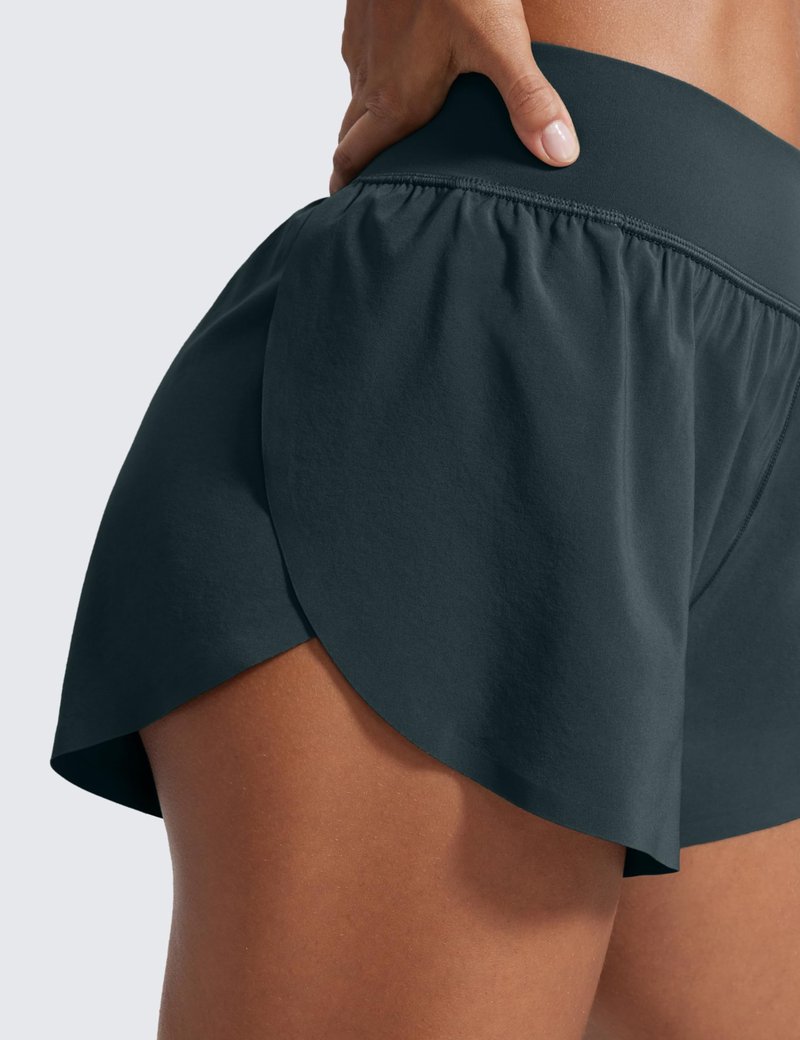CRZ YOGA High Waisted Split Running Shorts for Women 3" - Comfy Mesh Liner for Workout Athletic GymTrack Quick Dry Melanite X-Small