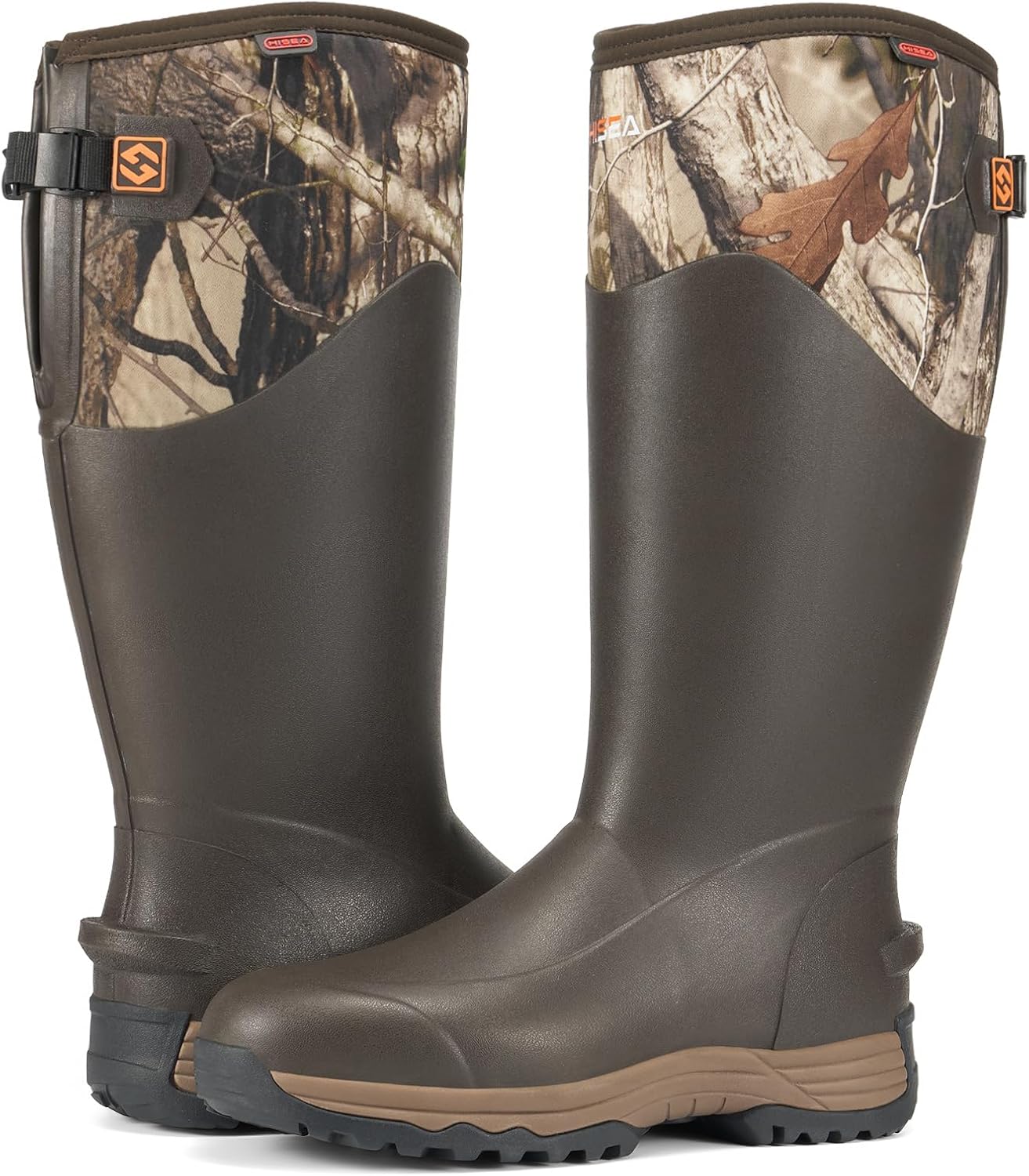 HISEA Waterproof Rubber Work Boots for Men - Insulated Neoprene Hunting Shoes | Adjustable Calf, Anti-Slip Design