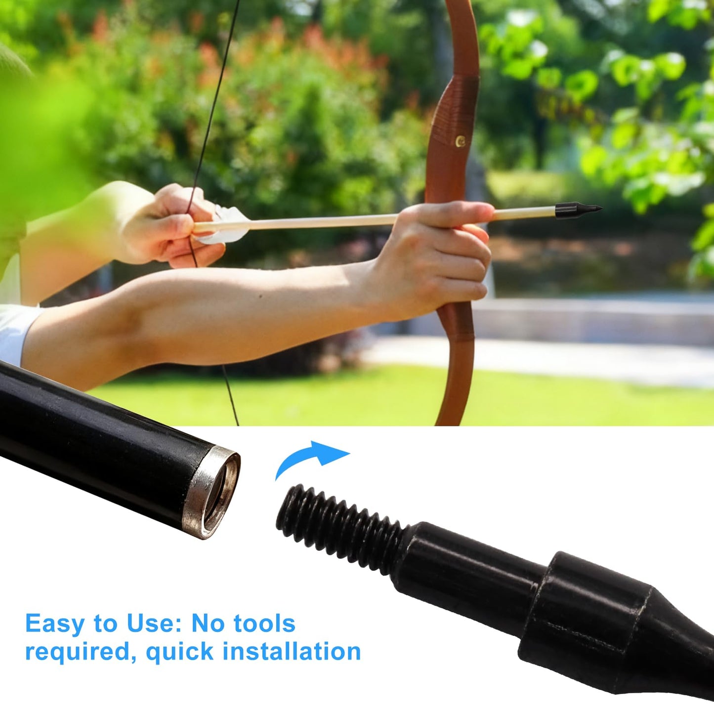 LifCratms 12 Pcs 100 Grains Archery Field Points, Practice Arrow Tip for 5/16 Inch Arrows, Field Tip for Recurve, Compound Bow Crossbow (Black)