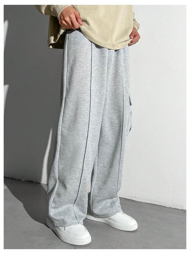 RoseSeek Boy's Wide Leg Sweatpants Athletic Baggy Pants Thermal Long Cargo Pants Joggers Trousers Grey 12 Years