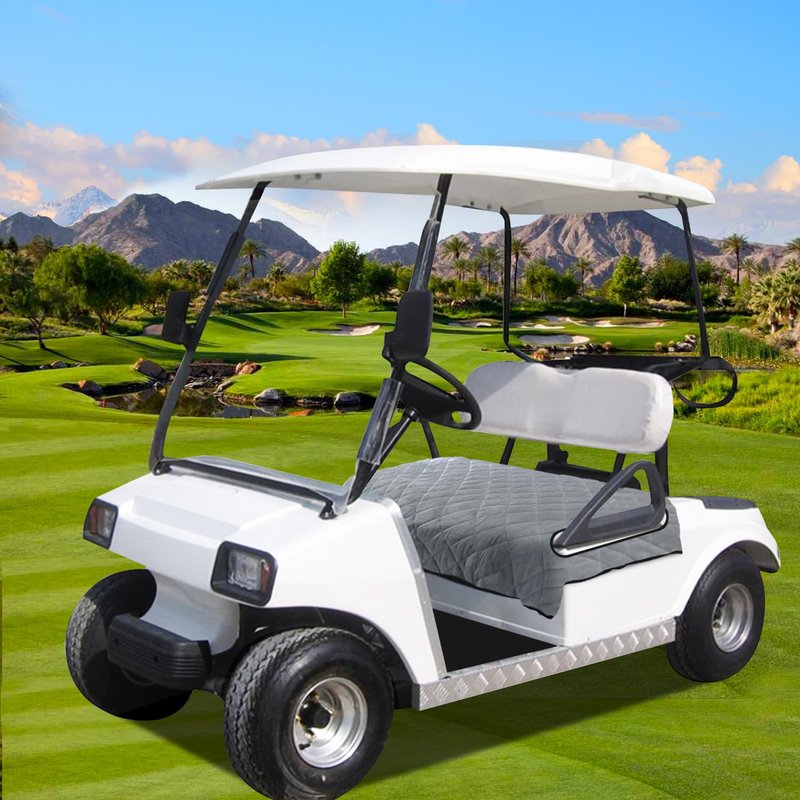 YOKYHOM Golf Cart Seat Covers, Thickened Short Plush Seat Towel Blanket with Non-Slip Backing, Soft & Heavy Duty, Fits Most 2 & 4 Passenger EZGO Yamaha Club Car, 51"x30.5", Light Gray