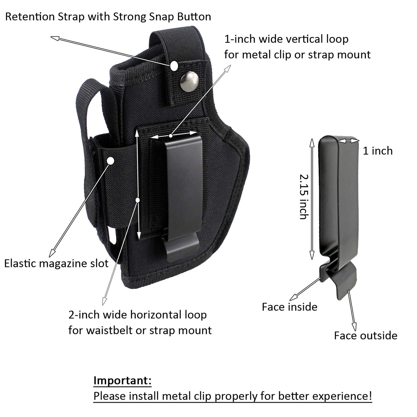 Depring Concealed Carry Holster IWB OWB Holster with Magazine Slot