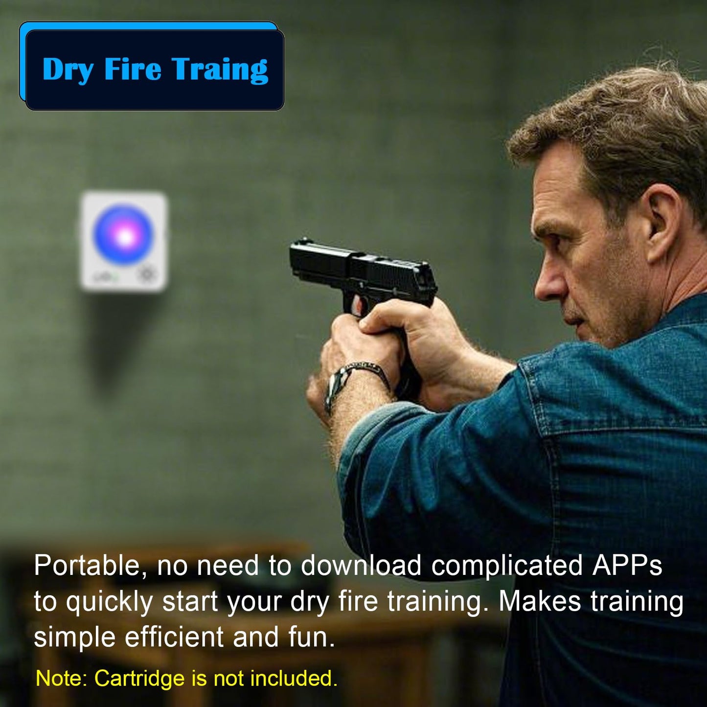 4th Generation Dry Fire Laser Target Training System with Steel Plate Sound and Immediate Flash Feedback (S01) for 9mm/380/22lr/223