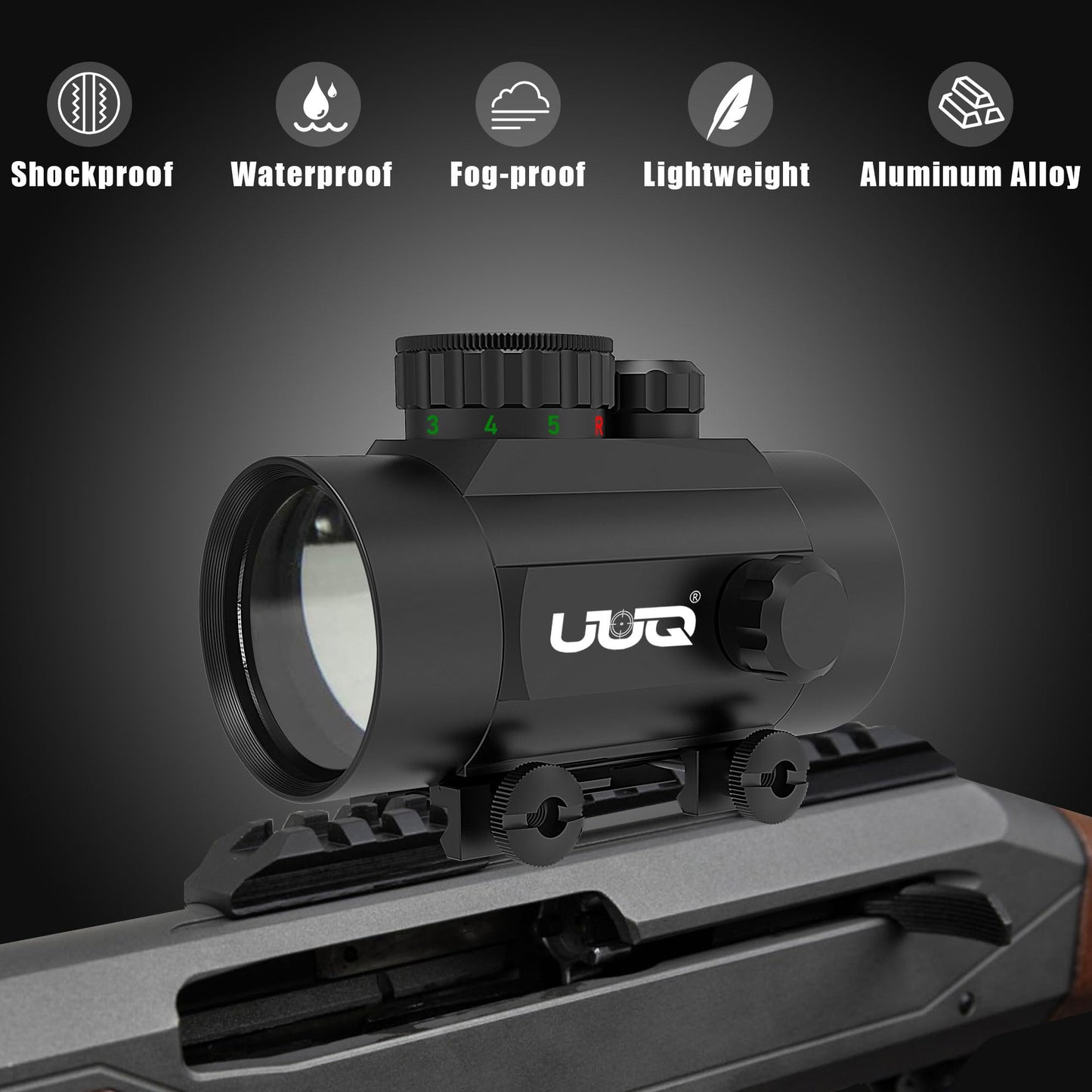 UUQ 1x40mm Reflex Sight, 4MOA Red&Green Dot Sight, Waterproof and Shockproof Gun Sight with 5-Level Brightness, Fits 20mm Rails