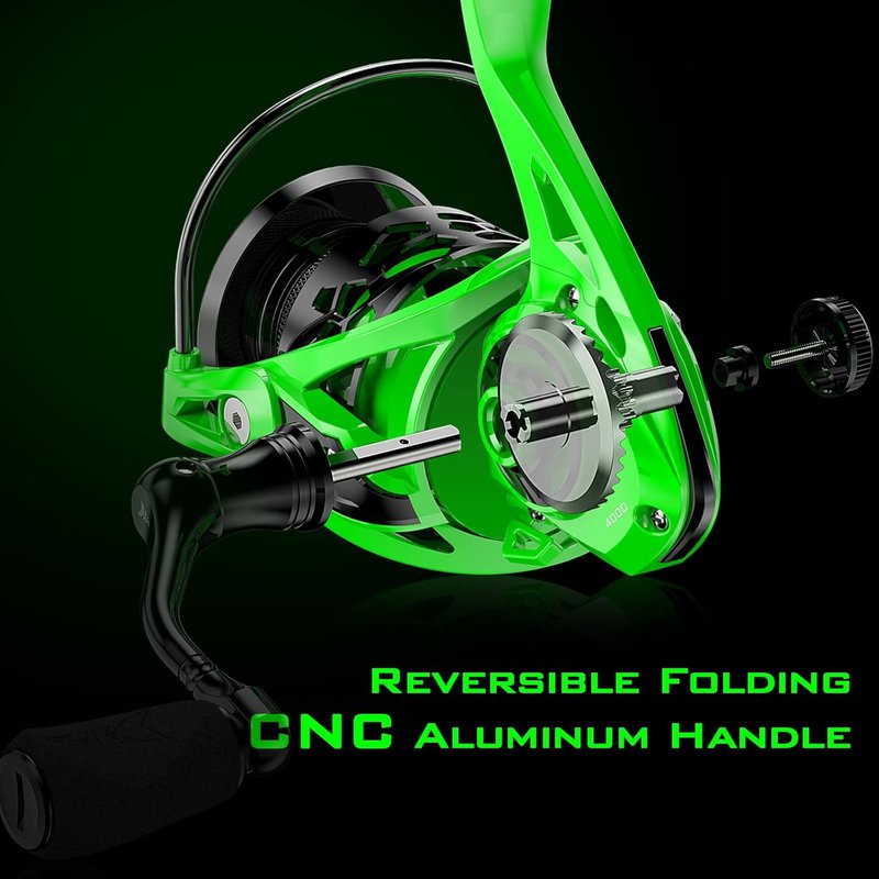 KastKing Zephyr Spinning Reel - Lightweight Carbon Fiber Drag, Stainless Steel Shaft | Sizes 500/1000 - Black/Green/Orange