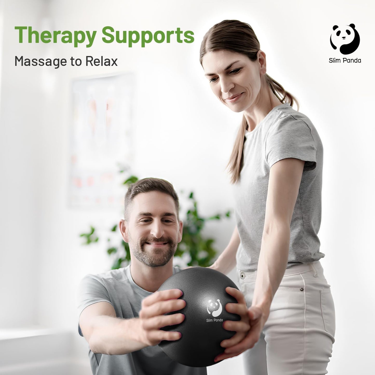 Slim Panda 9 Inch Pilates Ball - Anti-Burst Mini Yoga Ball with Needle Valve Pump - Small Exercise Core Ball for Barre, Stability & Physical Therapy