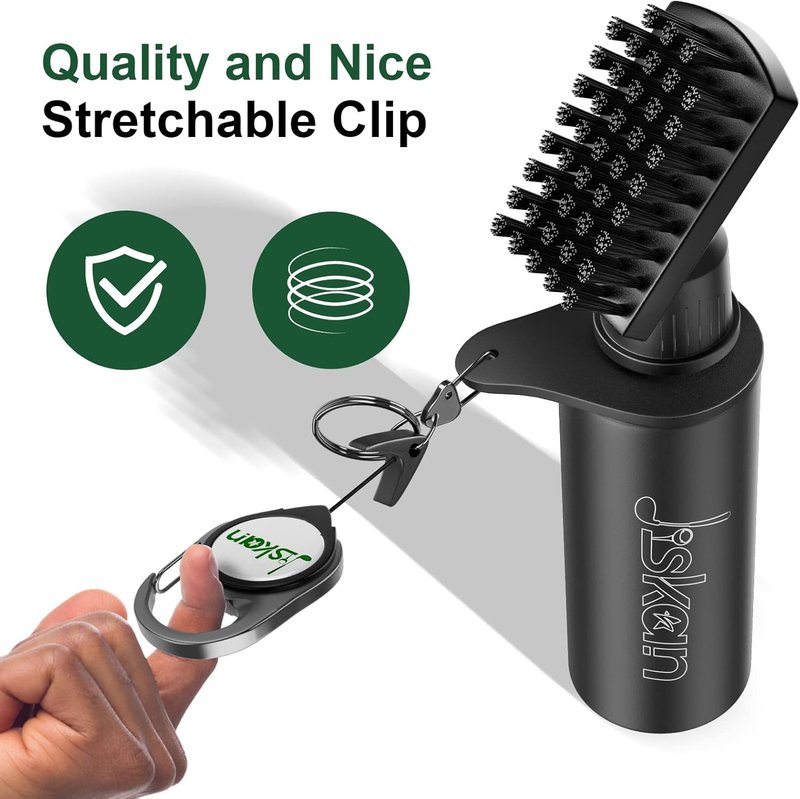 Pro Golf Club Brush Cleaner - Retainer Clip & Squeeze Water Bottle | 7.5 Inches, 4 Ounce Capacity - Essential Golf Accessories