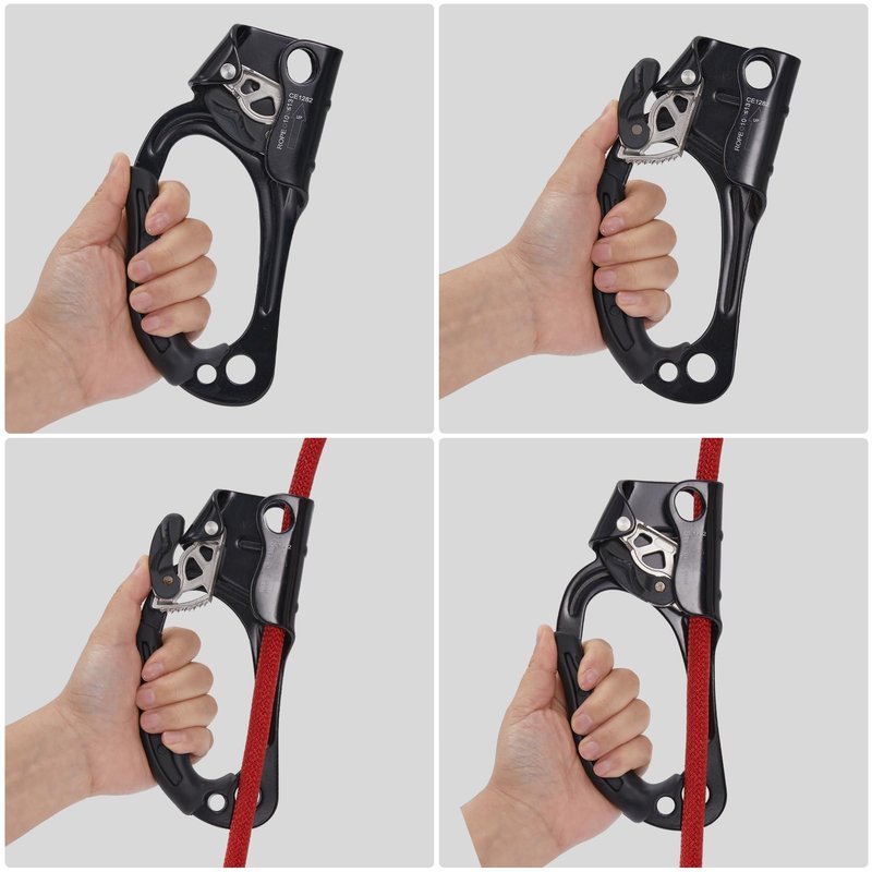 SOB Hand Ascender Left and Right, Rock Climbing Tree Arborist Rappelling Gear Equipment Rope Clamp for 10~13MM Rope (Left Black+Right Orange)
