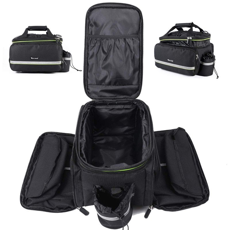 West Biking Bike Rear Pannier Bag Waterproof, 35L Large Capacity Multi-Function Bicycle Rack Rear Carrier Bag, Detachable Bike Tail Seat Trunk Bag Handbag Shoulder Strap Bike Storage Bag