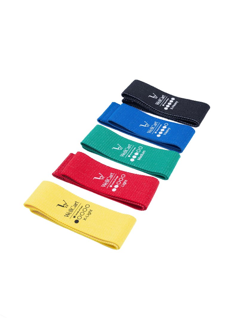 Wellcart Fabric Hip Bands Set of 5 – Non-Slip Resistance Bands (X-Light to X-Heavy) for Glutes, Legs, Booty Workouts & Lower-Body Strength Training