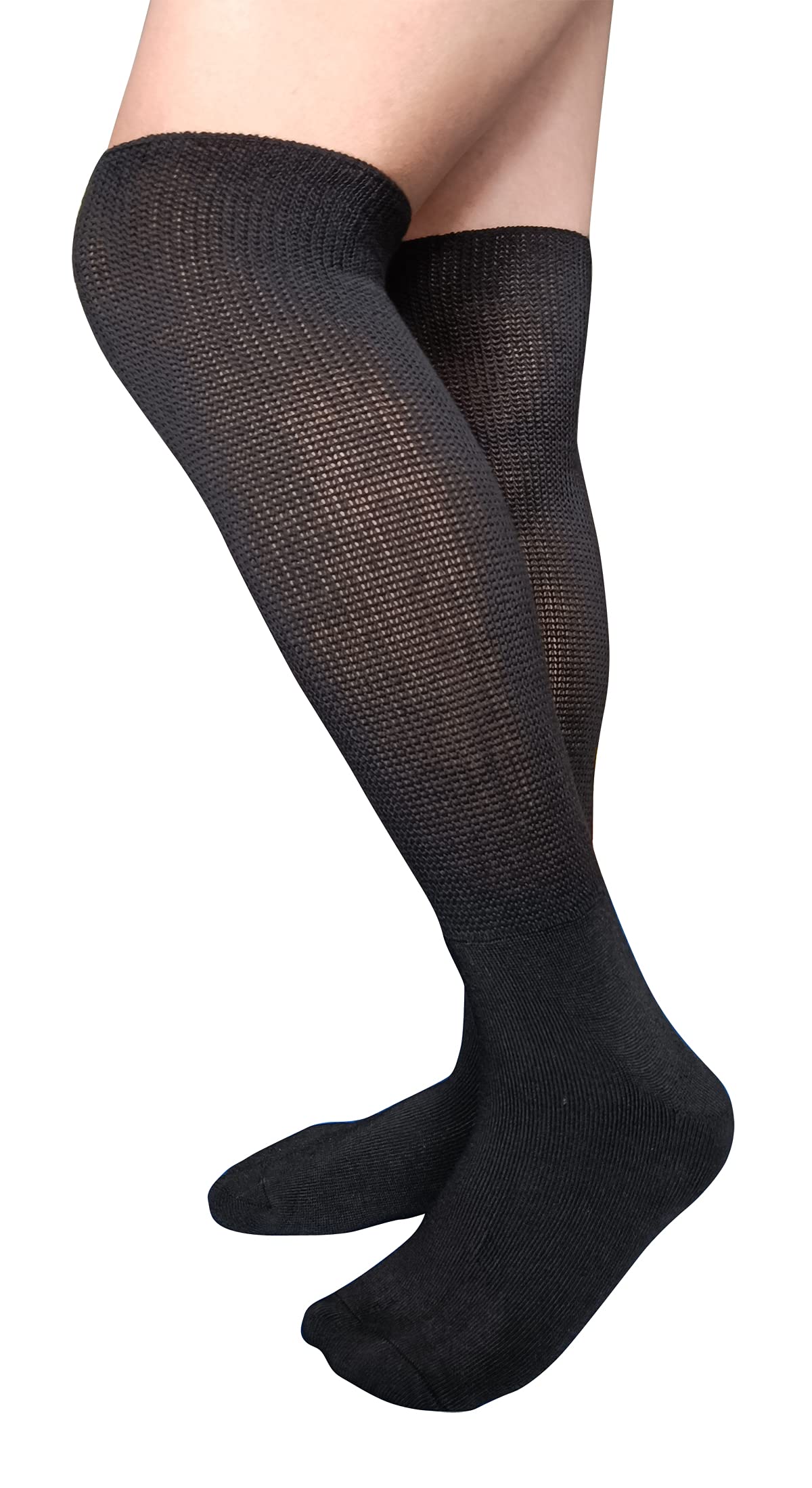 VEIGIKE Extra Wide Lymphedema Bariatric Socks Knee High Replacemen Sock Liner for Air Cam Walkers Brace Orthopedics Cast Boot Men Women, Black-2pairs, One Size