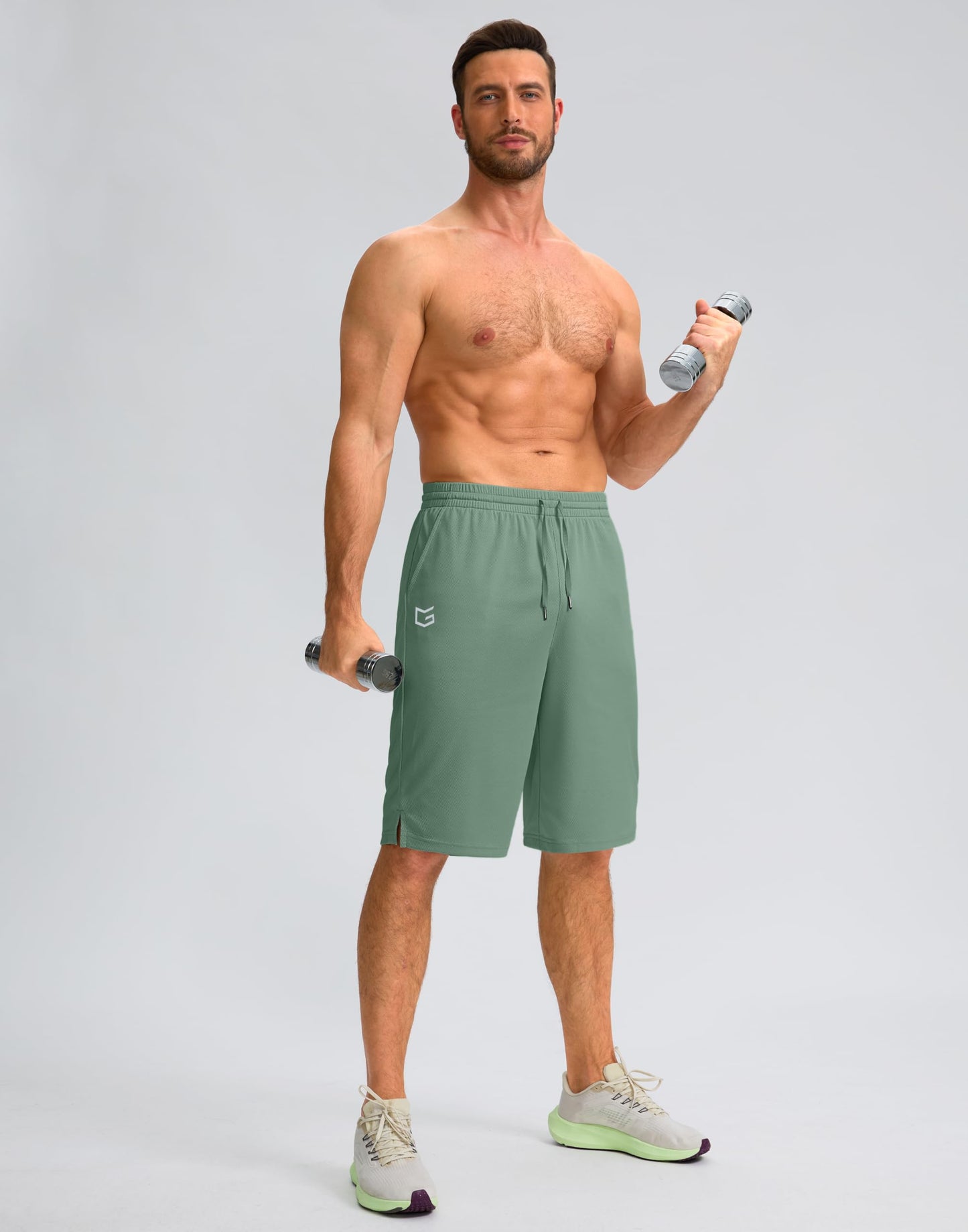 G Gradual Men's Athletic Shorts with Pockets 9" / 11" Long Basketball Shorts Lightweight Quick Dry Gym Workout Shorts for Men(Lodenfrost,M)