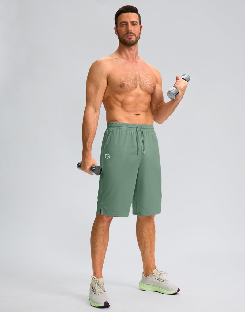 G Gradual Men's Athletic Shorts with Pockets 9" / 11" Long Basketball Shorts Lightweight Quick Dry Gym Workout Shorts for Men(Lodenfrost,M)