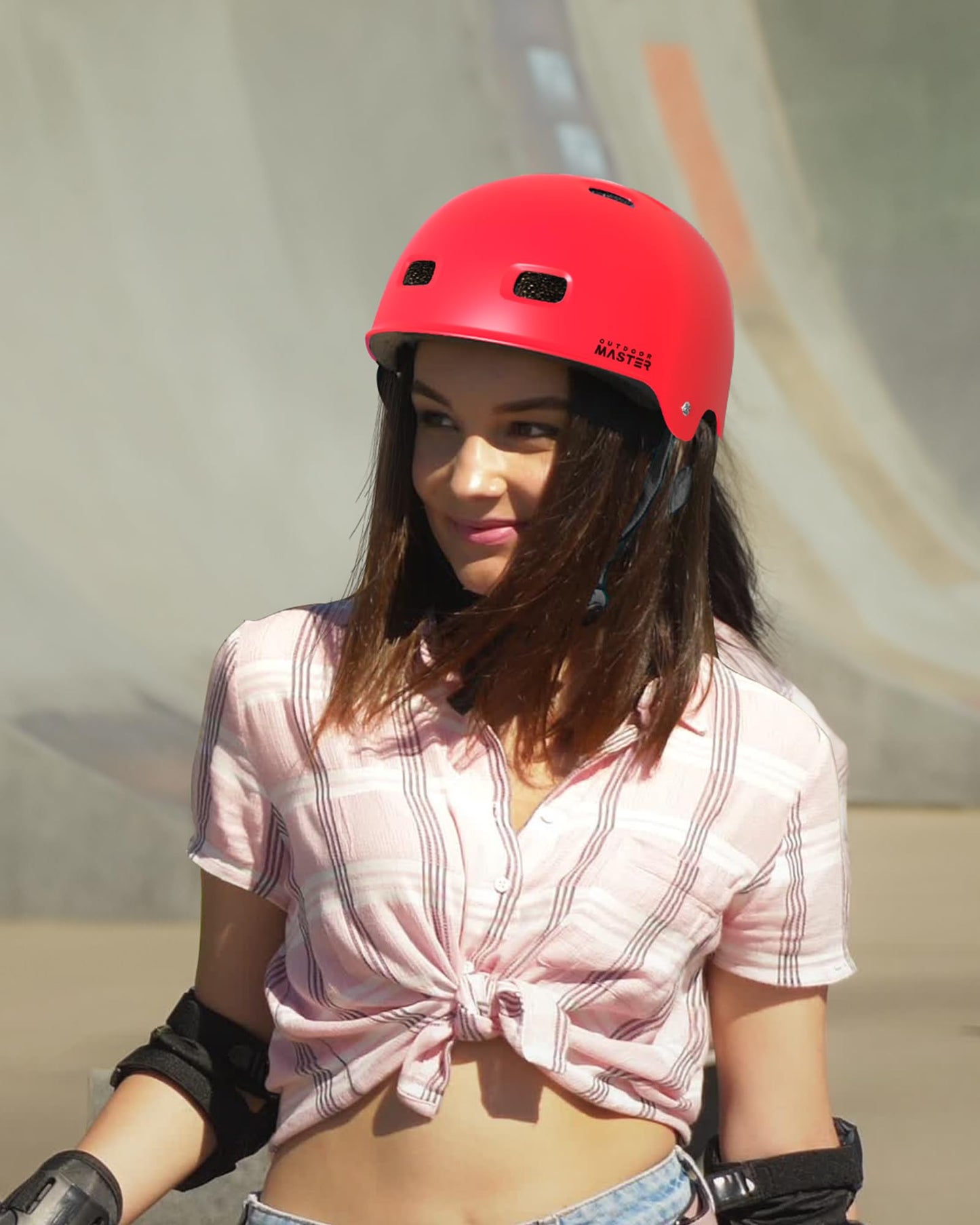 OutdoorMaster Skateboard Cycling Helmet - Two Removable Liners Ventilation Multi-Sport Scooter Roller Skate Inline Skating for Kids, Youth & Adults - S - Red