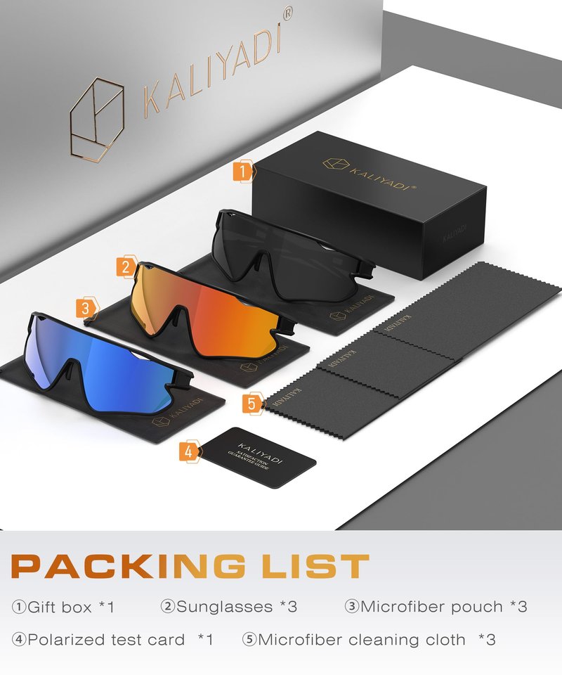 KALIYADI Polarized-Sunglasses Men Polarized Cycling-Sunglasses: Sports Sun Glasses for Running Cycling UV400 Protection