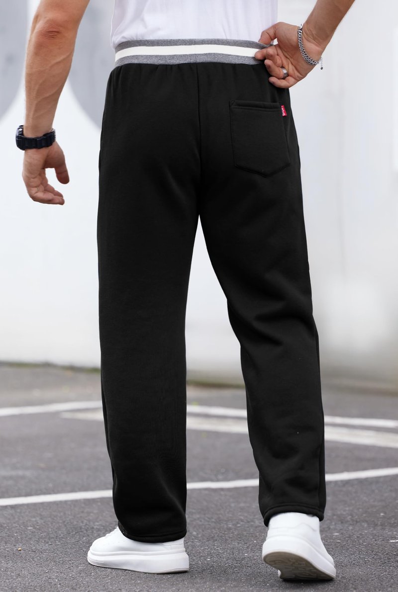 VOGSTART Men's Outdoor Lounge Sweatpants Active Fall Sweatpants Sherpa Fleece Winter Warm Thermal Soft Pants Black L