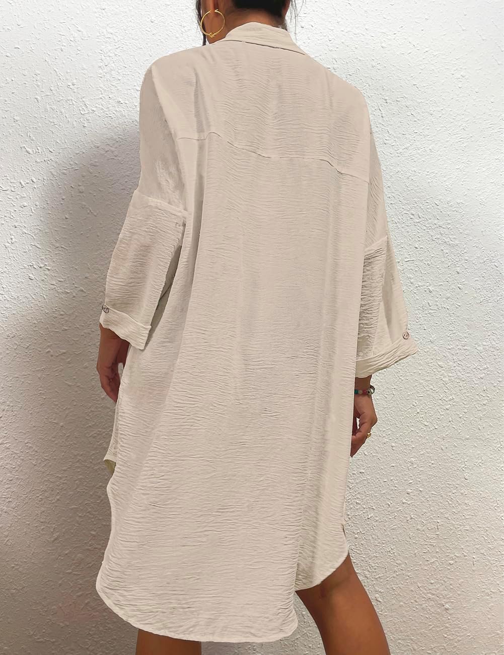 Bsubseach Women's Modern Swimsuit Cover-Up Blouse - Button Down Shirt Dress, Stylish Beachwear