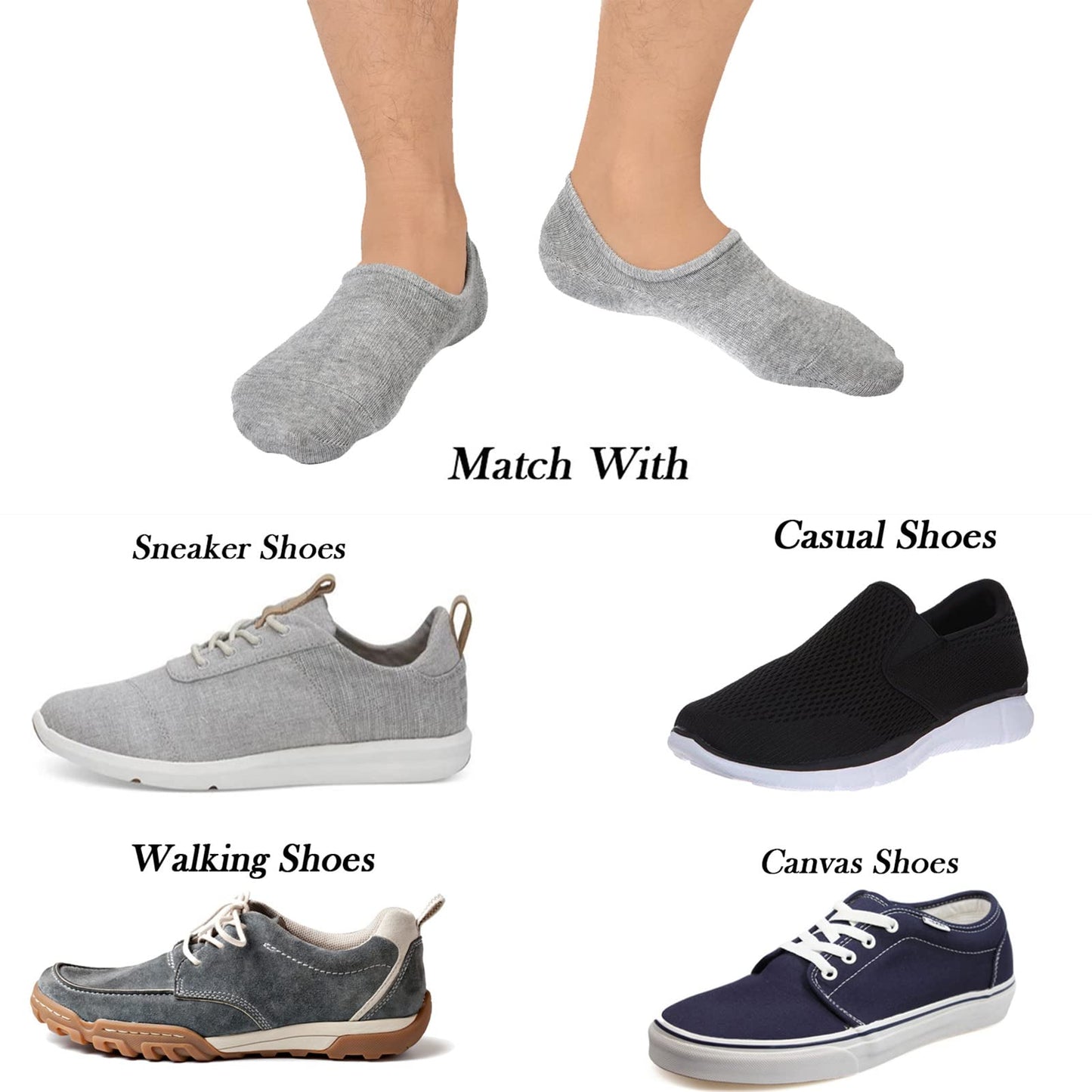 JORMATT 6 Pairs Mens & Women No Show Socks Non-Slip, Athletic Sneaker Cotton Invisible Low Cut Socks for Mens Shoe Size 10-13