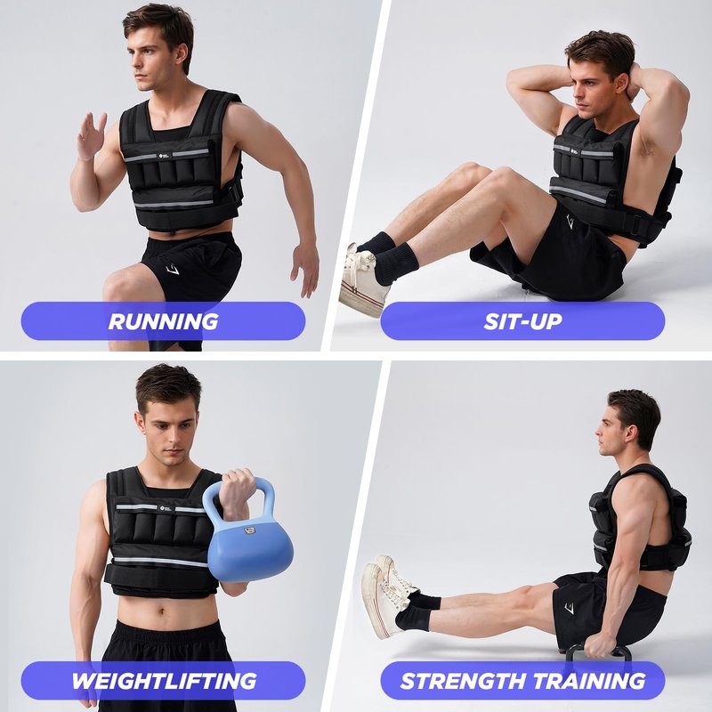 M Mike Sport Adjustable Weighted Vest for Women and Men,20lbs/30lbs Rucking Vest for Walking 20 In 1 Fast Adjust Weight Vest,Workout Vest for Home Gym Running Jogging Strength Training,30lb