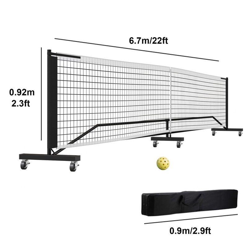 Portable Pickleball Net System, Pickle Ball Set with Wheels for Driveway, Indoor Steady Pickleball Stand with Carrying Bag for Backyards Outdoor, 22 FT USAPA Regulation Size