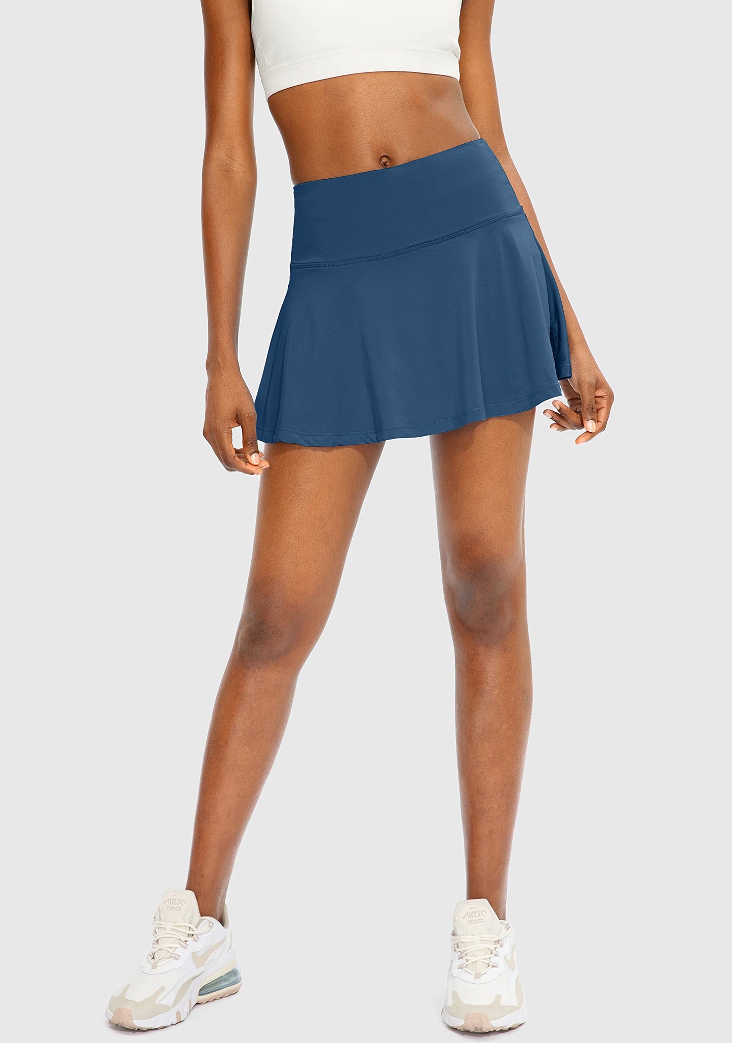 SANTINY Pleated Tennis Skirt for Women with 4 Pockets Women's High Waisted Athletic Golf Skorts Skirts for Running Casual (Dark Blue_XS)