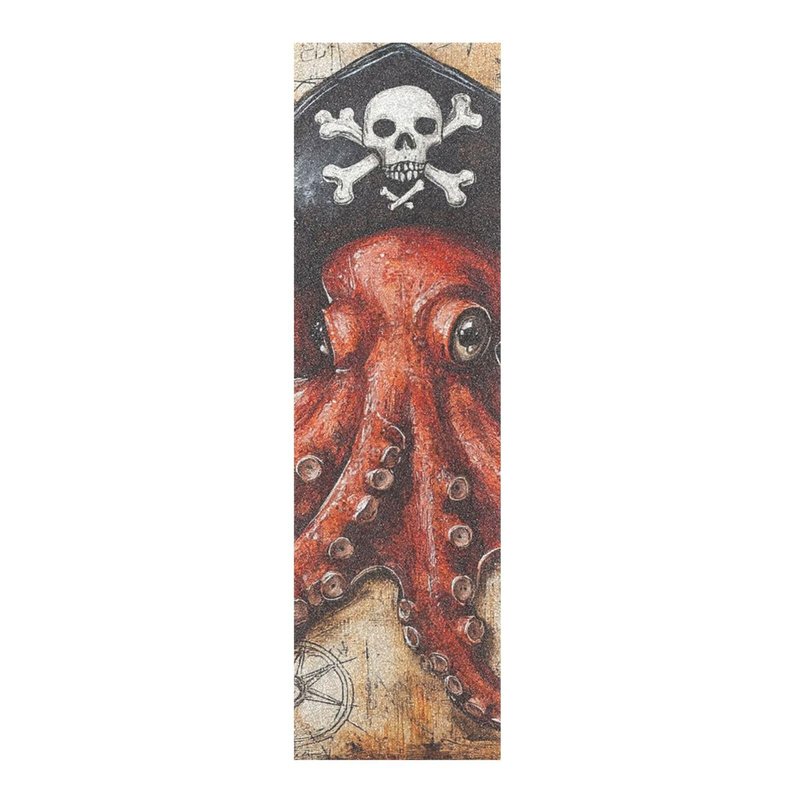 QwThum Octopus Pirate and Compass Skateboard Grip Tape Anti Slip Griptape Sheets Longboard Grip Tape Scooter Grips Design Print Standard Paper Boys Girls Teens Women Men 44x10 in