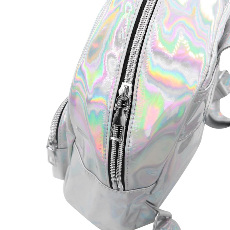 MOSSTYUS Small Holographic Rainbow Shoulder Bag Metallic Satchel Shiny Travel Daypack for Women Men Lady