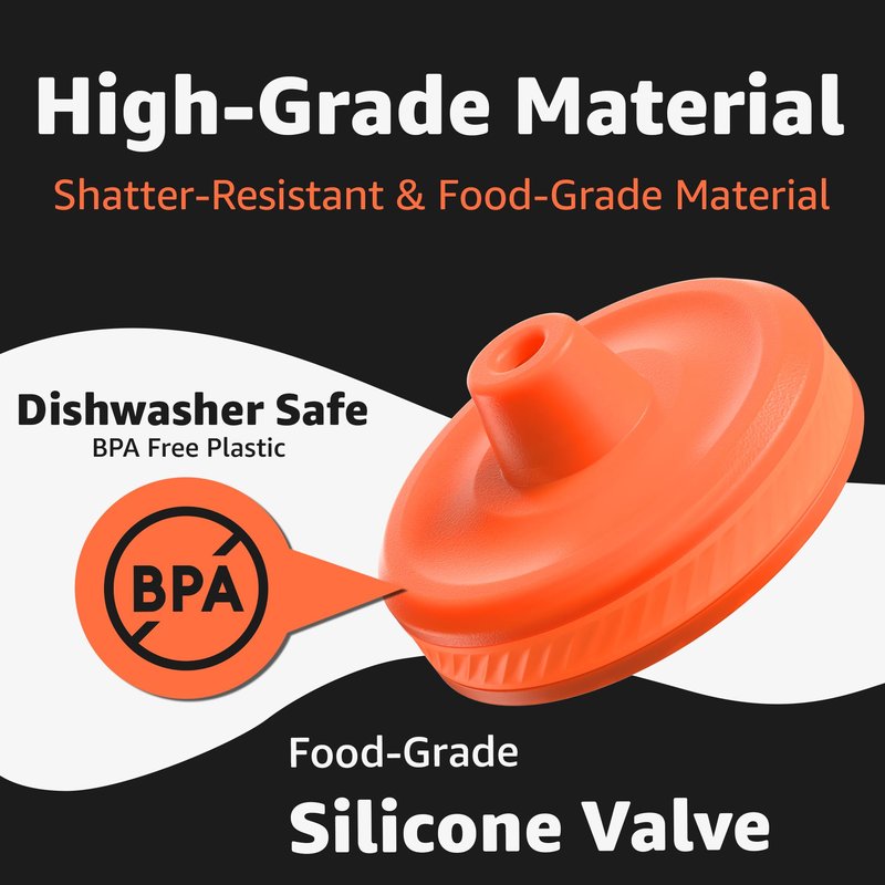 Jmoe USA Improved Lid For Gatorade Water Bottle | Fits Squeezable 32 oz and 30 oz Versions | Faster Flow Valve and Easy Twist Grip | Made With Food-Grade Materials (6-Pack)
