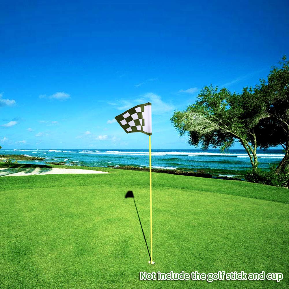 Nylon Golf Putting Green Flags - Solid & Checkered, Indoor/Outdoor, Portable Target Flags, 8.7"x6" (White-Green)