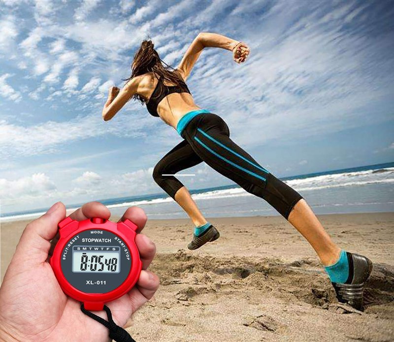 Digital Stopwatch, BESTWYA Large Screen Handheld Count Up Timer with Time Calendar Clock Function (C, Pack of 4)