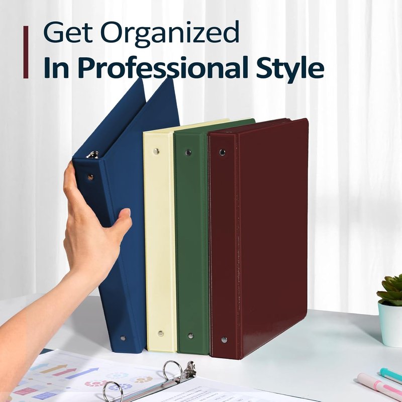 BinderX 2-Inch Extra Durable 3-Ring Binder - Customizable View Cover, Fits 450 Sheets | Navy Blue