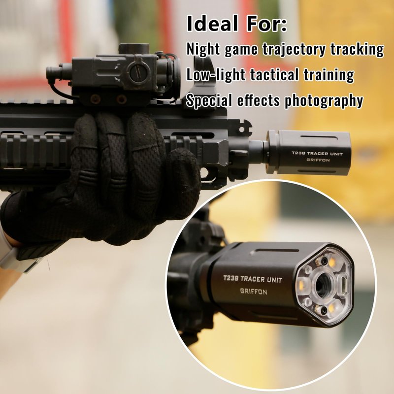 T238-Griffon Airsoft Tracer Unit, Spitfire Tactical Flash Simulator for Airsoft Green Tracer BBS/Gel Balls with 14mm CCW Threaded Interface