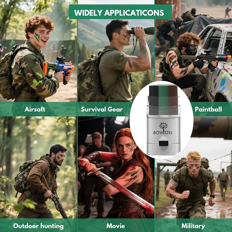 Camo Face Paint Stick - Waterproof & Sweat-Proof Camouflage Makeup for Hunting | 3 Colors