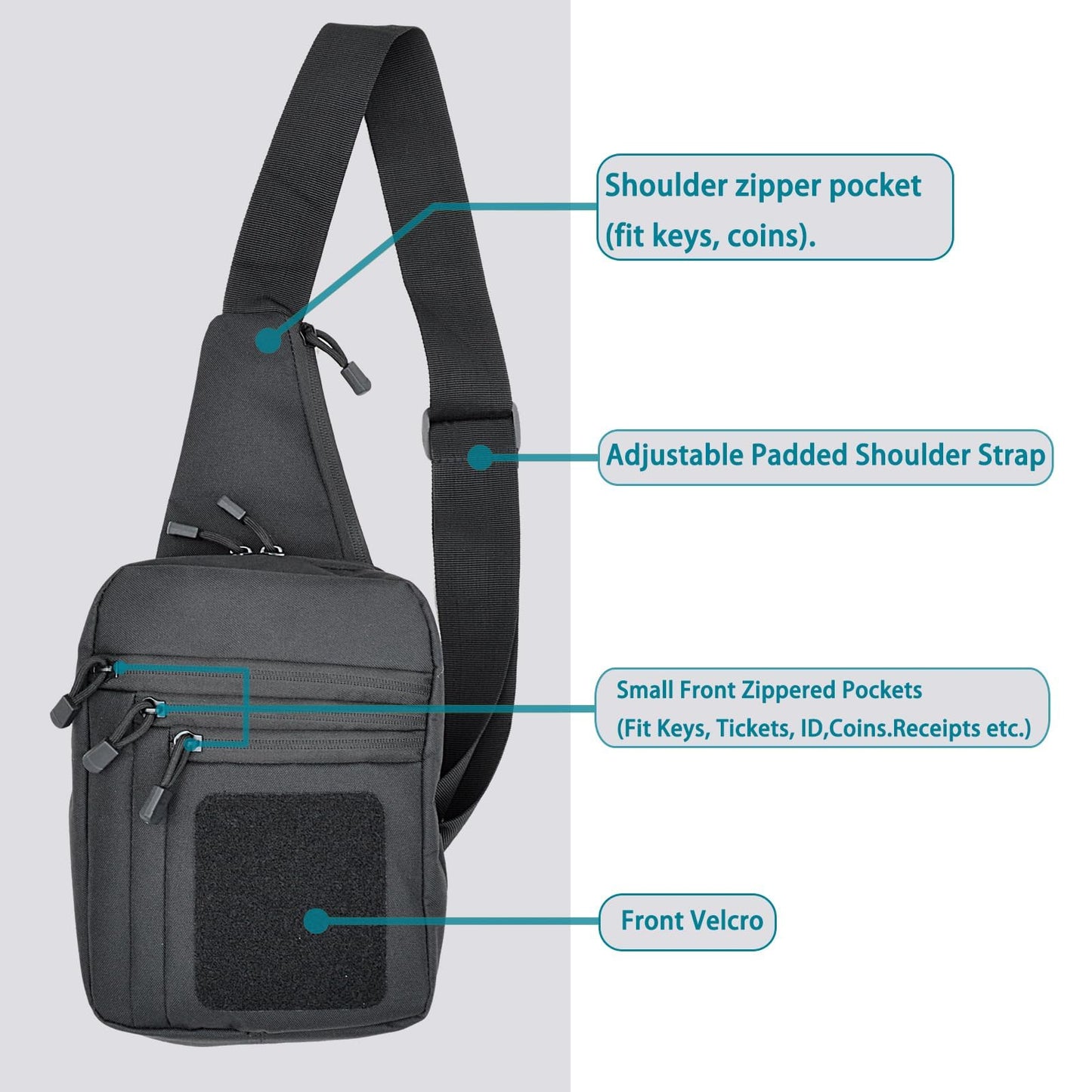 GAZJYUSP Small tactical concealed carry shoulder sling bag for men women Concealed carry crossbody bag with holster Personal pocket(Black)